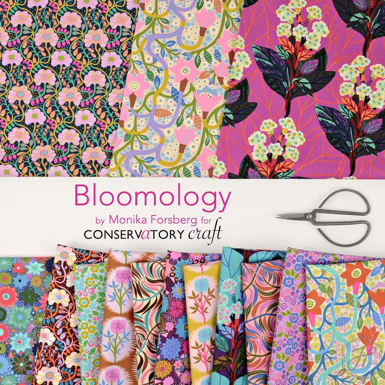 Bloomology fabric collection by Monika Forsberg for Conservatory Craft