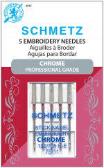 Chrome Embroidery Schmetz Needles 5 Ct, Size 75/11