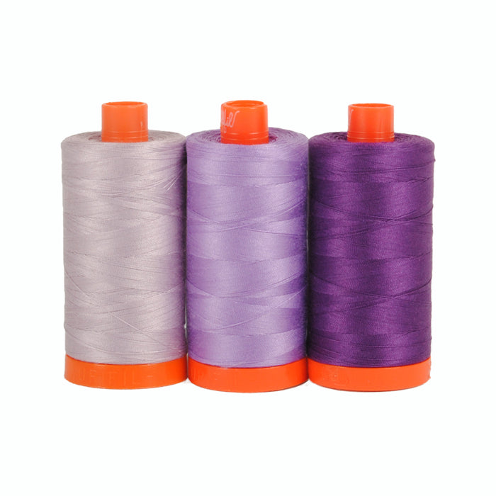 Amalfi Purple by Aurifil Color Builder 50wt 2562 - 2520- 2545