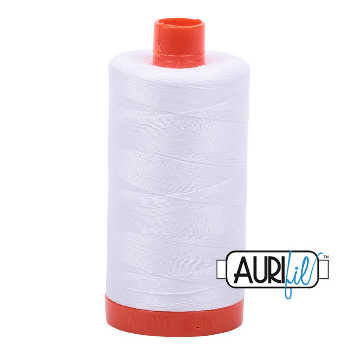 White 50wt thread by Aurifil 1300 meters