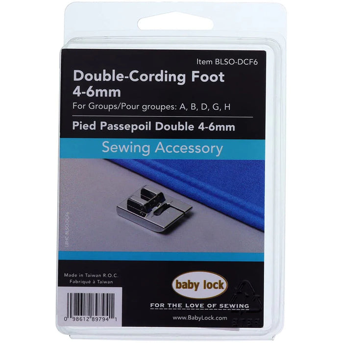 Baby Lock Double Cording Foot 4-6MM Carded - BLSO-DCF6