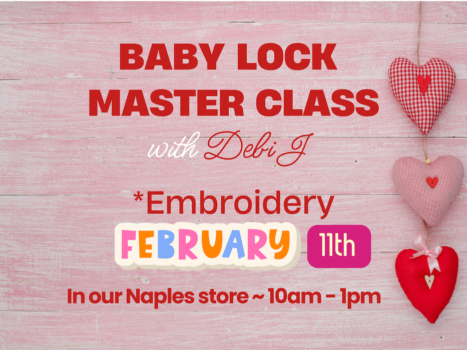 Baby Lock Mastery Embroidery ~ Feb Naples