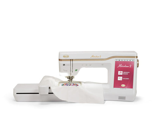 Baby Lock Meridian 2 Embroidery Machine from the front doing an embroidery design