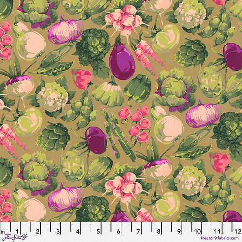 Garden Veggies Gold PWMN028.GOLD Garden by Martha Negley for FreeSpirit Fabrics