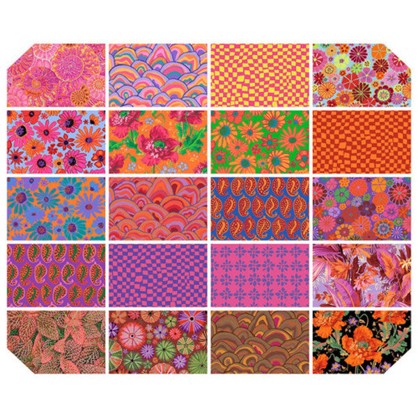 Kaffe Fassett Hot 5" Charm Pack 42pcs - August 2024