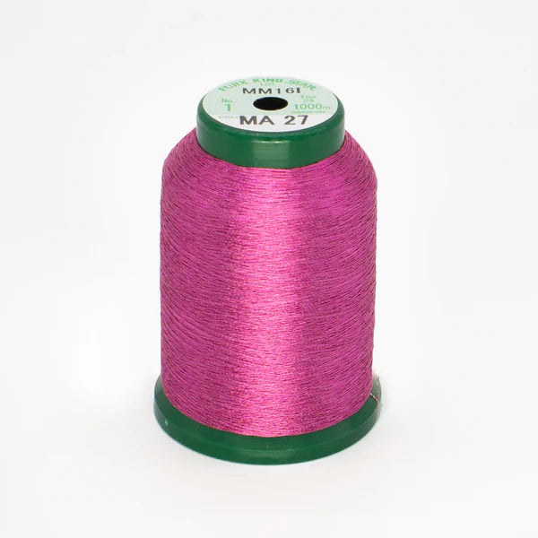 KingStar Metallic Thread Fuschia MA27 1000m