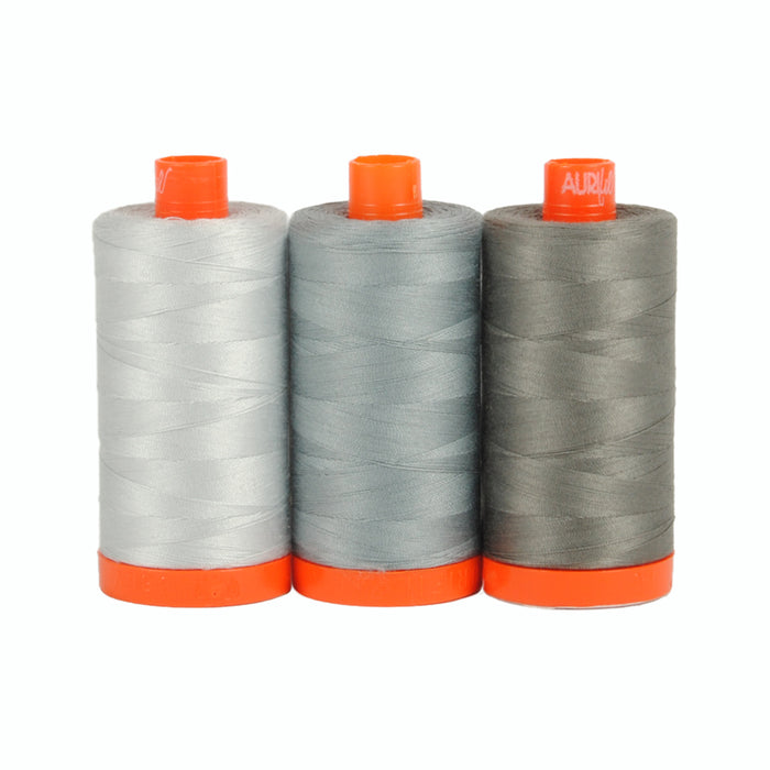 Milan Grey by Aurifil Color Builder 50wt 2600 - 2610 -5004