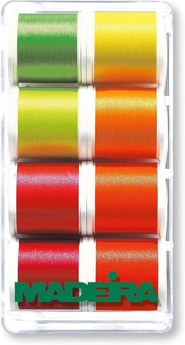 Madeira 8 Spool Poly Neon colors in case