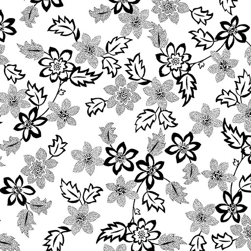 Midnight Rhapsody Dotted Blossoms White #14077-09