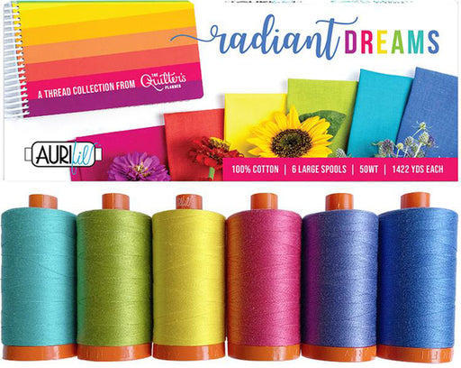 Radiant Dreams 50wt Thread set by Aurifil showcasing their radiant spools of thread