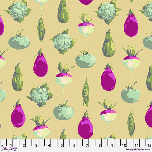 Veggie Dot Gold PWMN033.GOLD Garden by Martha Negley for FreeSpirit Fabrics