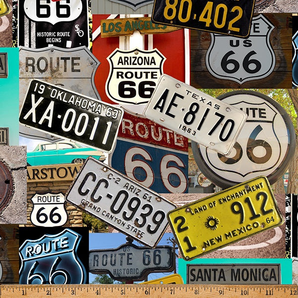 Hoffman Fabrics On The Road Again - License Plates Multi