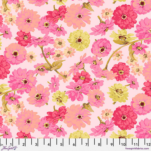 Zinnia Toss Pink PWMN034.PINK Garden by Martha Negley for FreeSpirit Fabrics