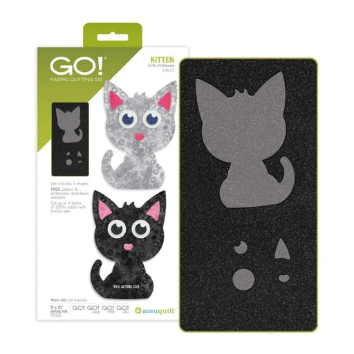 Accuquilt Go! Kitten fabric cutting die that includes 5 shapes