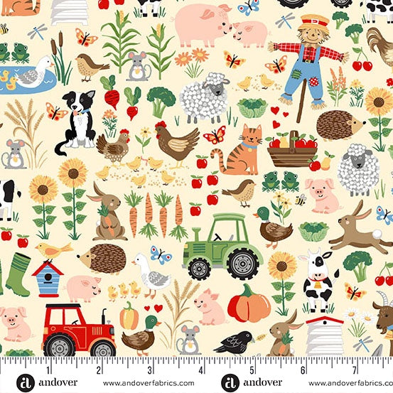 Fun on the Farm Friends Cream fabric MU-064-Q