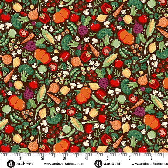 Fun on the Farm Market Brown fabric MU-066-V