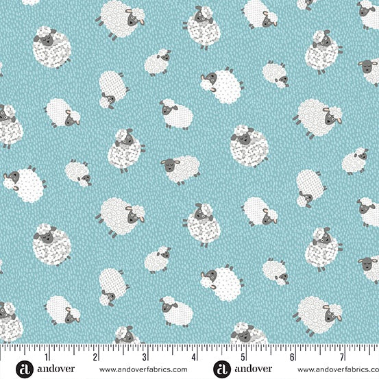 Fun on the Farm Woolly Sheep Blue fabric MU-068-B