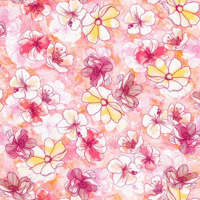 Artful Blooms Ballerina Pink fabric by yard - Robert Kaufman