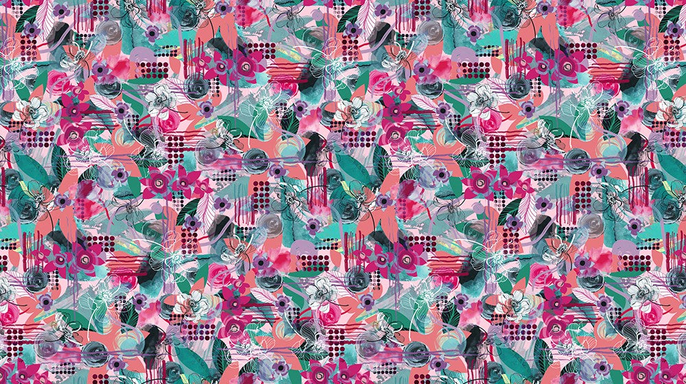 Artful Blooms Geo Flamingo fabric by Robert Kaufman