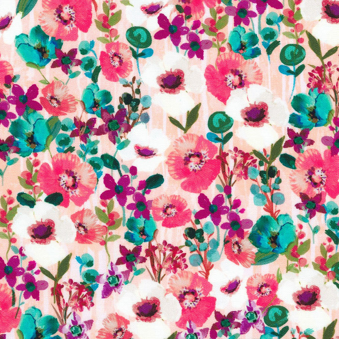 Artful Blooms Flamingo Flowers fabric by yard - Robert Kaufman