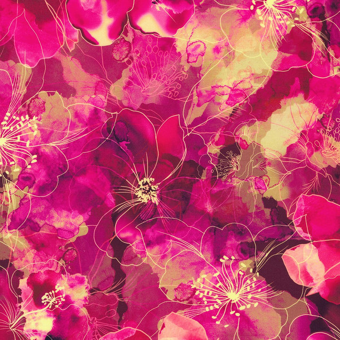 Artful Blooms Fuchsia fabric by yard - Robert Kaufman