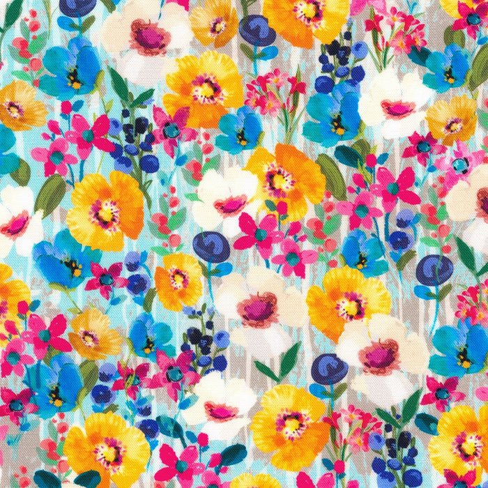 Artful Blooms Zinnia Flowers fabric by yard - Robert Kaufman