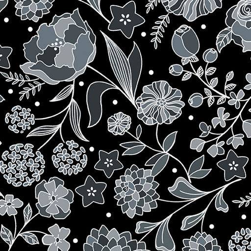 Botanica Feature Charcoal fabric by Amanda Murphy || Benartex
