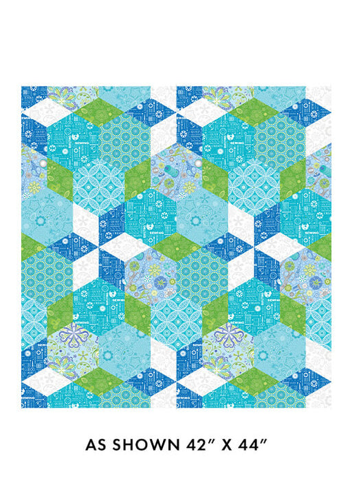 Endless Hexagon Lake Sewing Room 2 fabric by Amanda Murphy || Benartex
