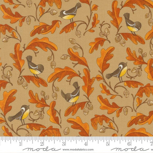 Caramel Chickadees &amp; Acorns 48742-14 yardage&nbsp; from the Forest Frolic fabric collection by Robin Pickens - Moda Fabrics