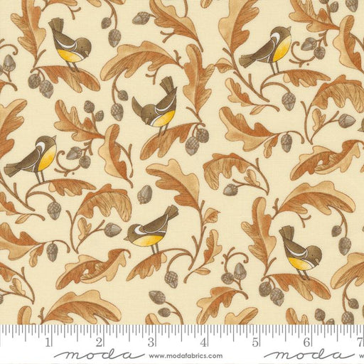 Cream Chickadees &amp; Acorns 48742-12 yardage&nbsp; from the Forest Frolic fabric collection by Robin Pickens - Moda Fabrics