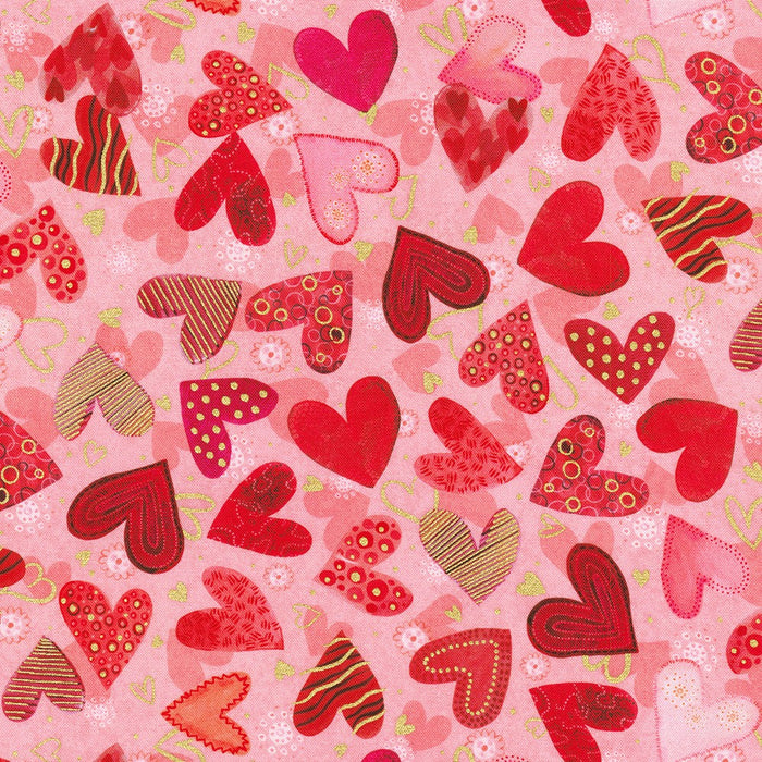 Hearts In Bloom Pink 22873 10 fabric by Robert Kaufman