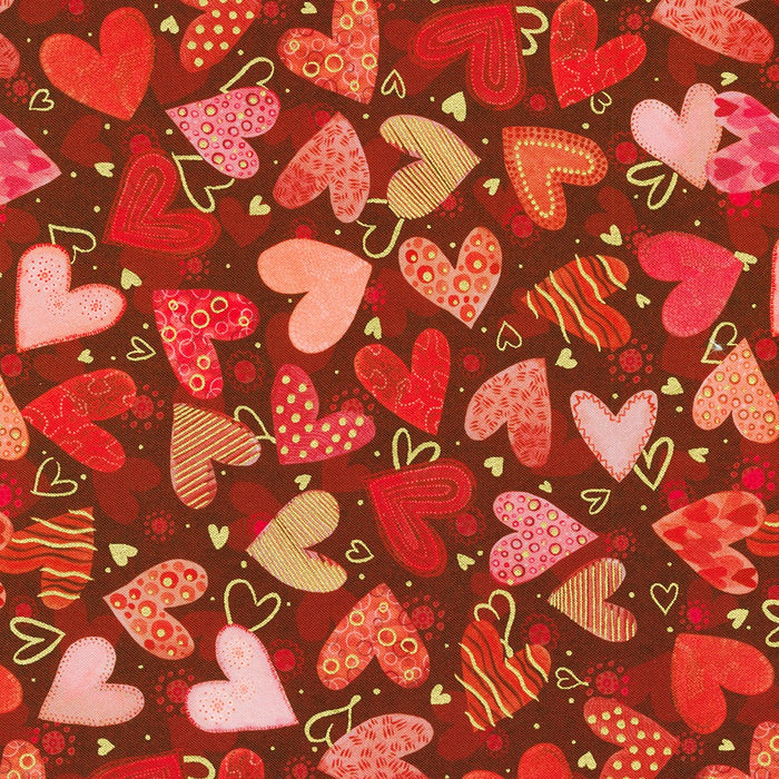 Hearts In Bloom Red 22873 3 fabric by Robert Kaufman