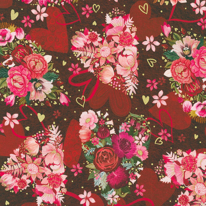 Hearts In Bloom Wine 22872 280 fabric by Robert Kaufman