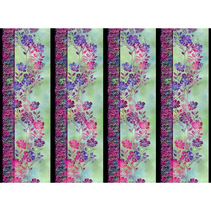 Impressions by Jason Yenter fabric magenta floral bordar