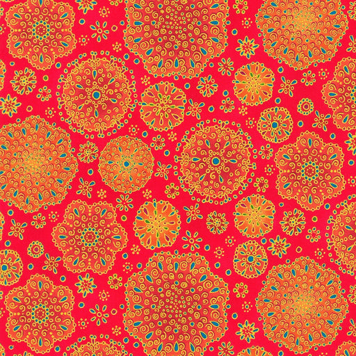 AXUM-21612-118-Ruby yardage Jeweled Leaves fabric collection by Parvaneh Holloway - Robert Kaufman fabrics