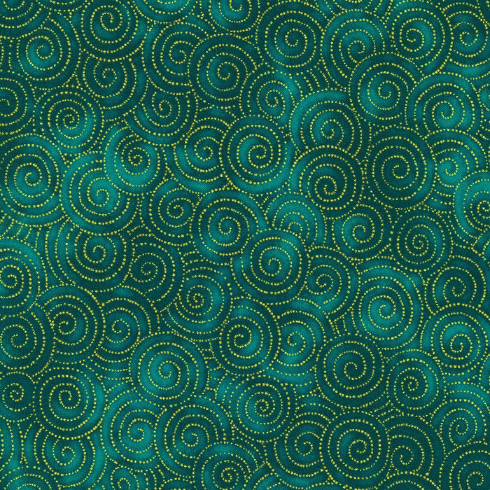 Jeweled Leaves Teal fabric AXUM-21613-213