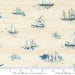 Longshore Marine Flag quilting fabric by Janet Clare. 100% cotton fabric with a sailboat pattern on a natural background. Ideal for coastal-themed projects.