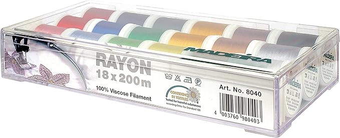 Madeira 18 Spool Rayon Embroidery Thread Set in case