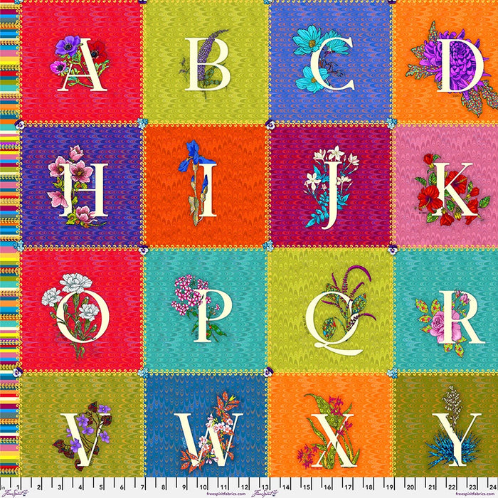 Language of Flowers Alphabet Panel 36" Fabric