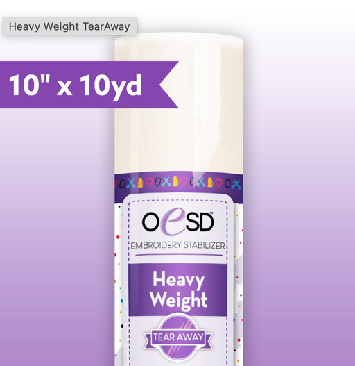 OESD Embroidery Stabilizer Heavy Weight Tear Away 10" x 10yds