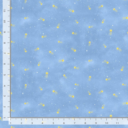 Owl Always Love You fabric collection light blue fabric with shooting stars across it