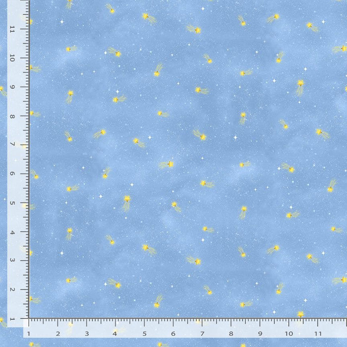 Owl Always Love You fabric collection light blue fabric with shooting stars across it