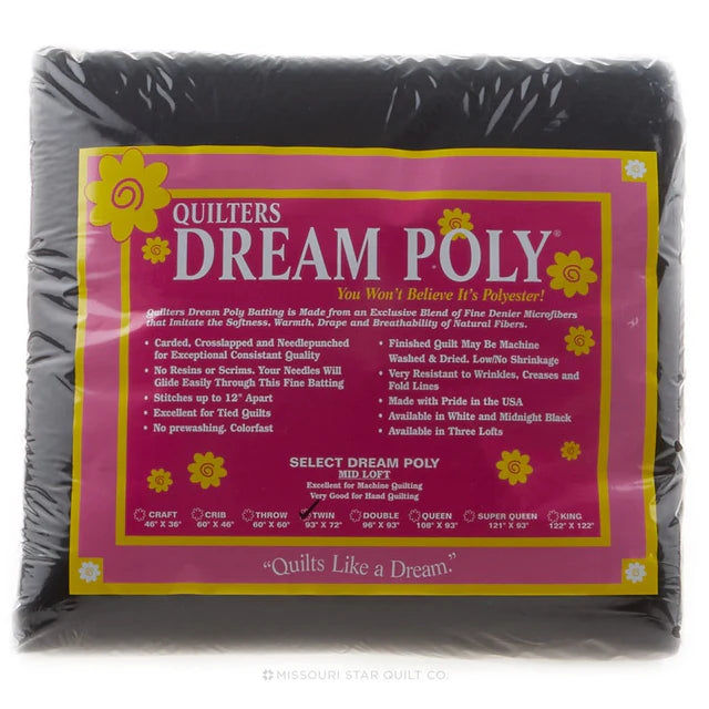 Quilters Dream batting Black Dream Poly Select Twin 93" x 72"