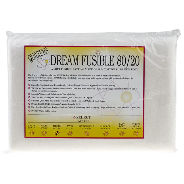 Quilters Dream batting Fusible 80/20 Throw 60" x 60"