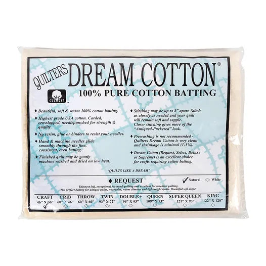 Quilters Dream cotton batting Request Natural Craft 46" x 36"