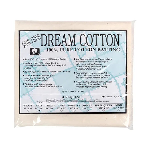 Quilters Dream cotton batting Request Natural Crib 60" x 46"