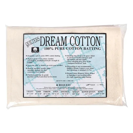 Quilters Dream cotton batting Request Natural Throw 60" x 60"