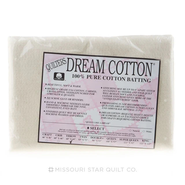 Quilters Dream cotton batting Select Natural Throw 60" x 60"