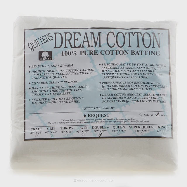 Quilters Dream cotton batting Select White Double 96" x 93"