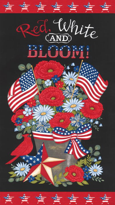 Red White and Bloom Panel 24" x 44" Black 56118 14